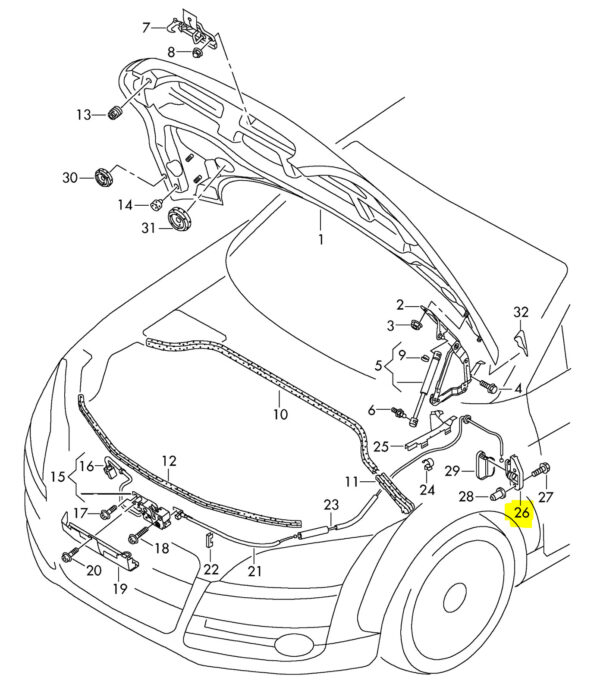 NEW AUDI AUDI TT 2007-2014 RHD BONNET RELEASE HANDLE BRACKET 8J2823633C - Image 7