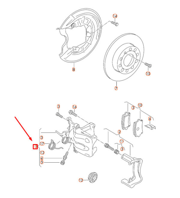 NEW AUDI A3 8P REAR LEFT BRAKE CALIPER HOUSING 5K0615423 ORIGINAL - Image 5