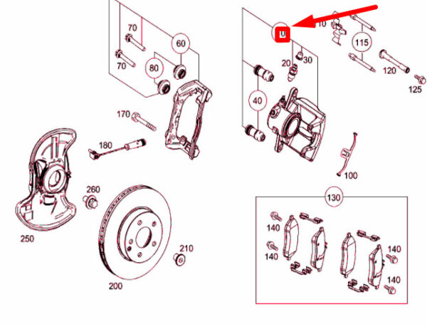 NEW MERCEDES-BENZ C W204 FRONT RIGHT BRAKE CALIPER A2044213681 ORIGINAL - Image 5