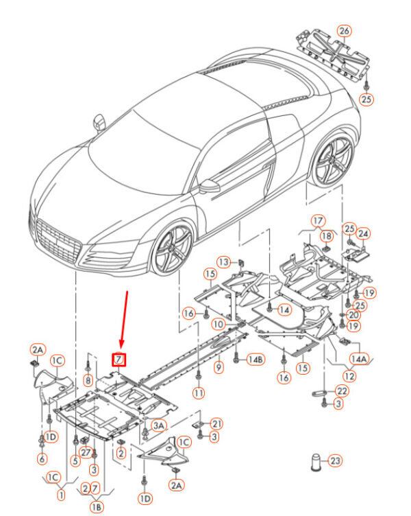 NEW AUDI R8 42 FRONT CENTER UNDERBODY TRIM 420825208A ORIGINAL - Image 5