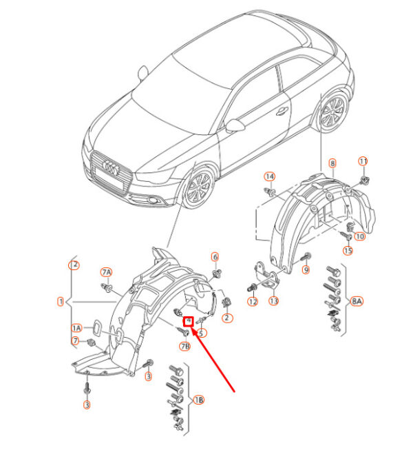 NEW AUDI A1 MK1 FRONT WHEEL ARCH LINING SECURING ELEMENT 4F0825429A - Image 5