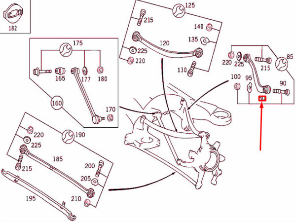 NEW MERCEDES-BENZ S W220 REAR AXLE CONTROL ARM STRUT A2203502406 ORIGINAL - Image 5