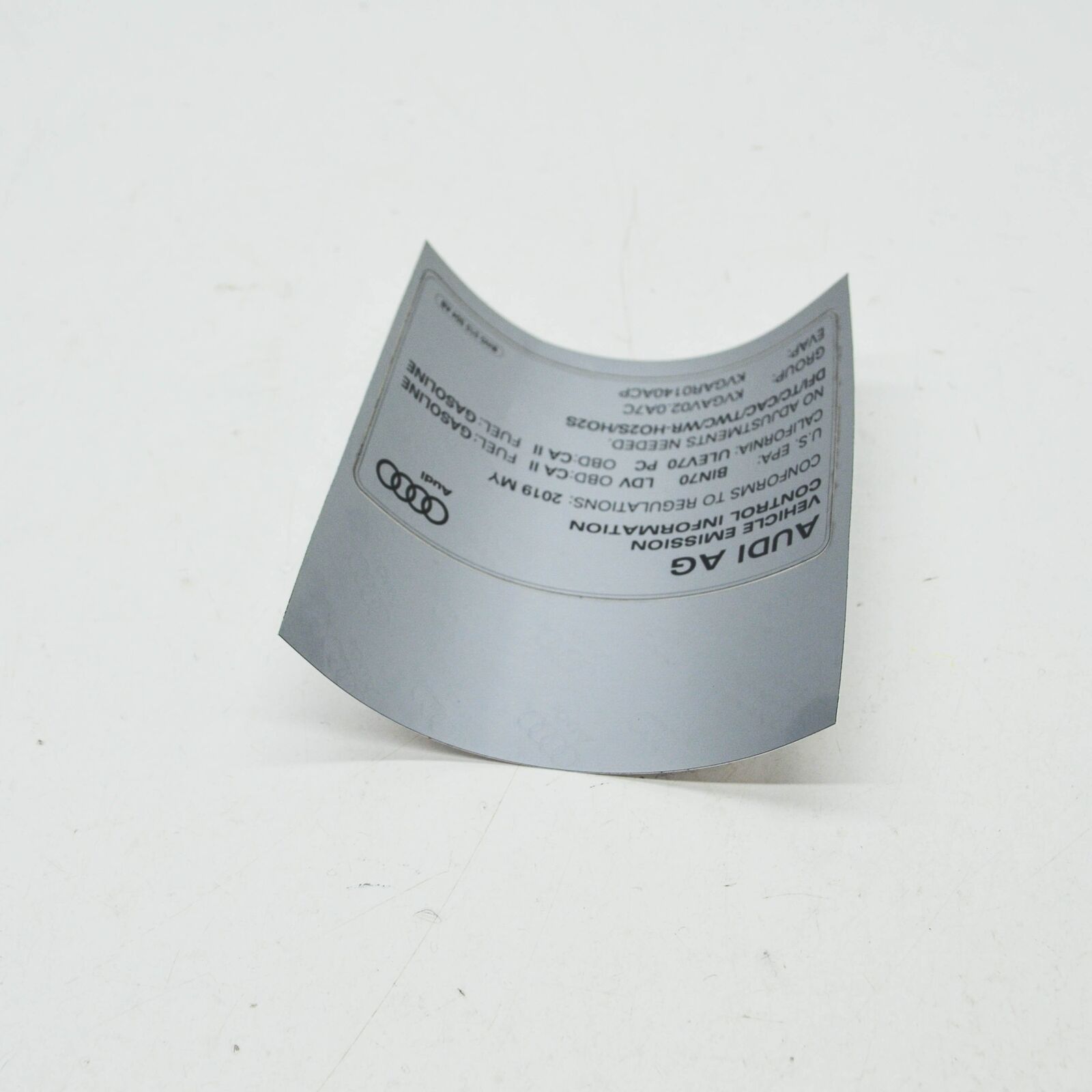 NEW AUDI A4 B9 EMMISION DATA PLATE 8W0010504AB ORIGINAL 5 NEW AUDI A4 B9 EMMISION DATA PLATE 8W0010504AB ORIGINAL - Image 5