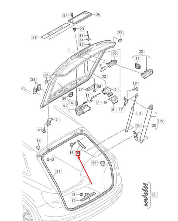 NEW AUDI Q3 SPORTBACK F3 REAR LID SIDE PANEL FRAME BRACKET 83A827603 ORIGINAL - Image 5