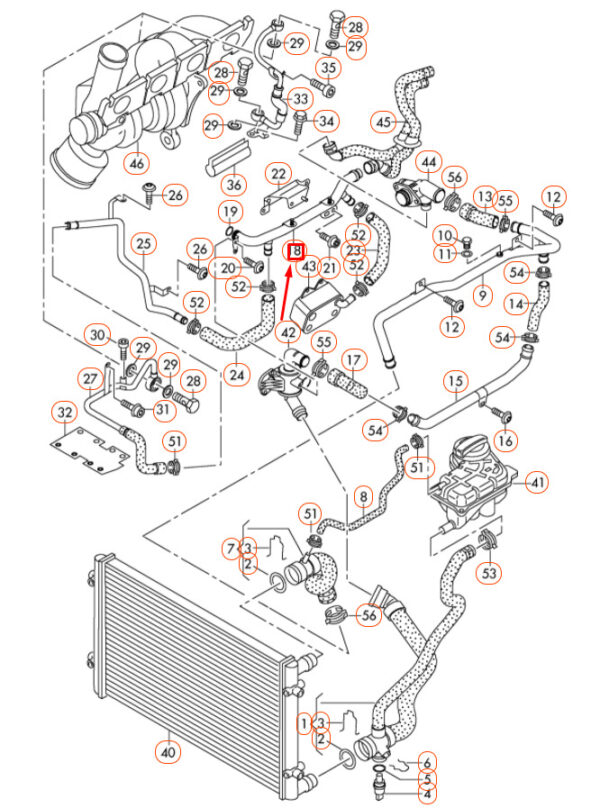 NEW AUDI A4 B7 ENGINE COOLANT PIPE 06D121065J ORIGINAL - Image 5