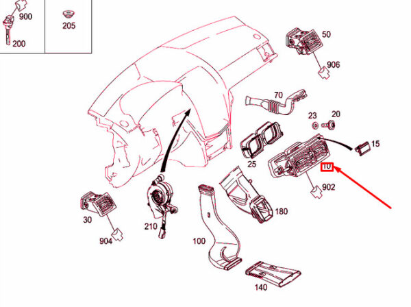 NEW MERCEDES-BENZ C W204 CENTAL AIR NOZZLE A20483074542A17 ORIGINAL - Image 5