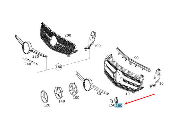 NEW MERCEDES-BENZ A W176 FRONT RADAR SENSOR BRACKET A2468880014 - Image 7