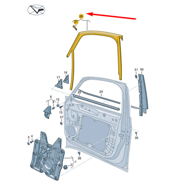 NEW VOLKSWAGEN ID.3 E11 FRONT LEFT DOOR WINDOW GUIDE 10A837439B ORIGINAL - Image 5