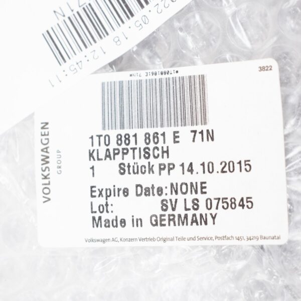 NEW VOLKSWAGEN GOLF PLUS REAR SEAT FOLDING TABLE 1T0881861E71N - Image 7