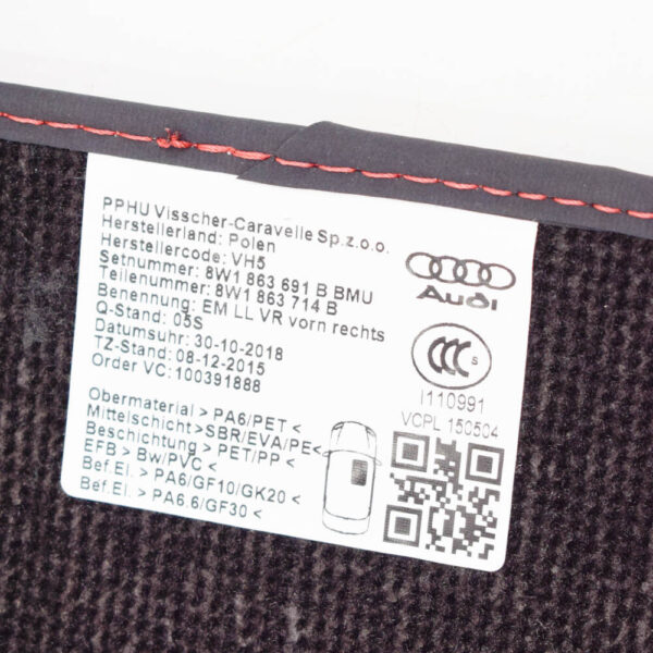 NEW AUDI A4 AVANT B9 VELOUR BLACK FRONT FLOOR MAT SET 8W1863691BBMU LHD - Image 7