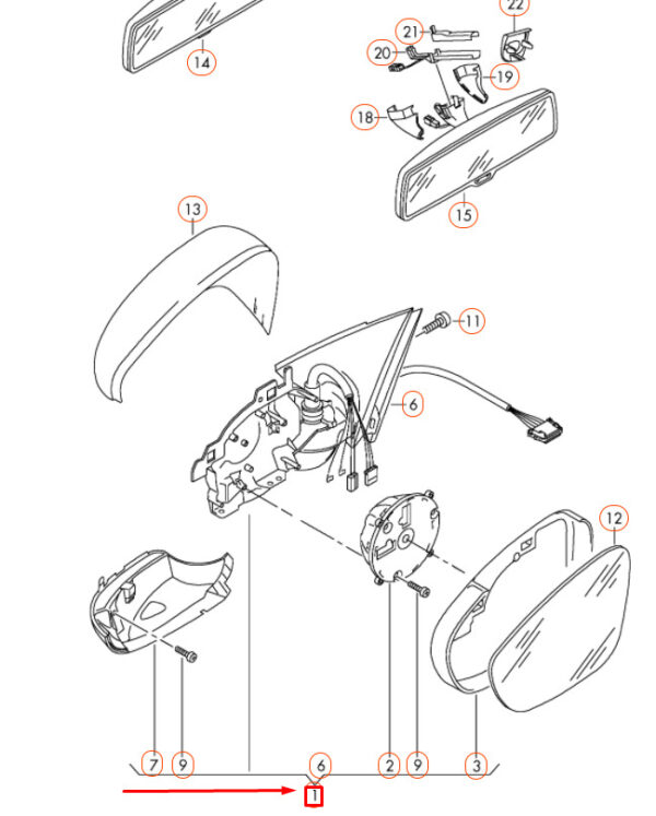 NEW VOLKSWAGEN GOLF MK6 FRONT RIGHT DOOR MIRROR ASSEMBLY 5K0857508AD9B9 ORIGINAL - Image 5