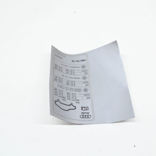 NEW AUDI Q5 8R TYRE PRESSURE DATA PLATE 8R0010502CA ORIGINAL - Image 5