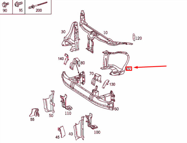 NEW MERCEDES-BENZ S W220 FRONT LEFT LIGHTING UNIT STIFFENING A2206200572 - Image 5