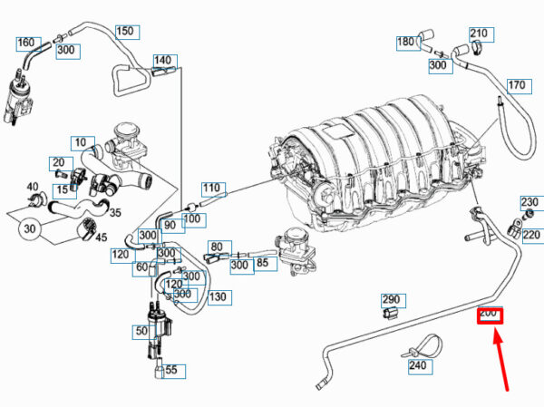NEW MERCEDES-BENZ C W204 INTAKE PURGE LINE A1560100470 ORIGINAL - Image 5