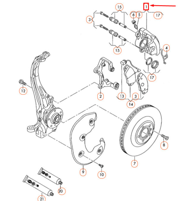 NEW AUDI Q5 8R FRONT LEFT BRAKE CALIPER HOUSING 8K0615123J ORIGINAL - Image 5