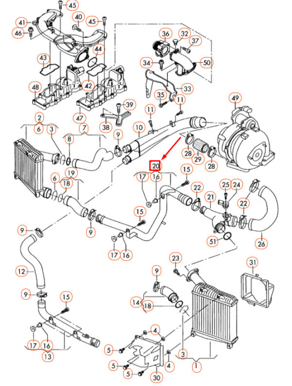 NEW AUDI Q7 4L CHARGE AIR TUBE HOSE 7L6145795AE ORIGINAL - Image 5