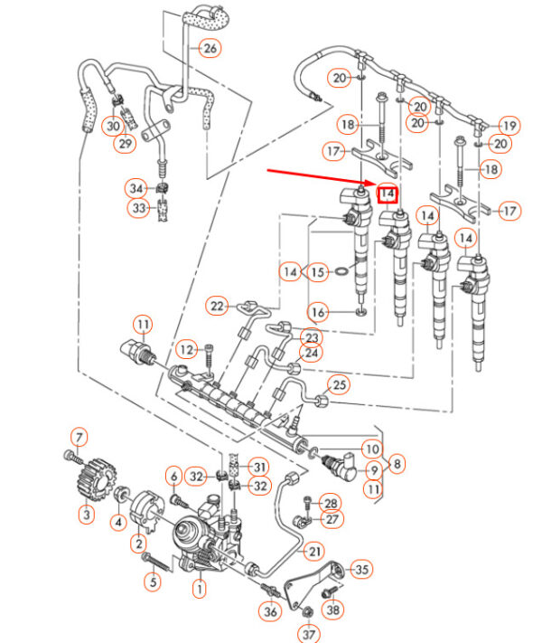 NEW VOLKSWAGEN PASSAT B8 INJECTOR UNIT 03L130277R ORIGINAL - Image 5
