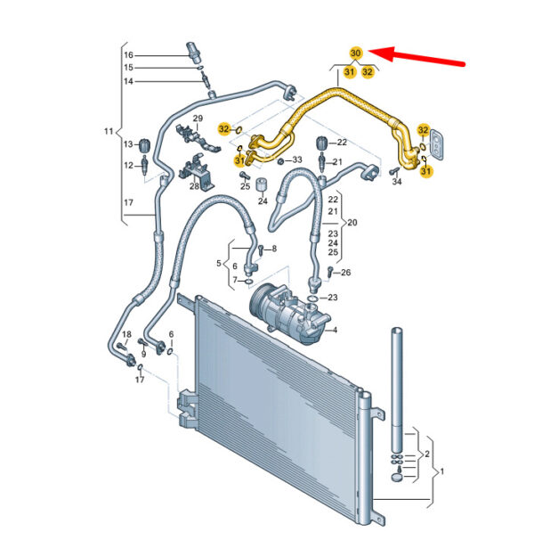 NEW VW TOURAN 5T COOLANT PIPE WITH INNER HEAT EXCHANGER RHD 5QC816738B ORIGINAL - Image 5