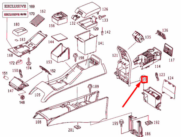 NEW MB ML W163 CONSOLE REAR HOLDING DEVICE WITH ASHTRAY A16368007317211 ORIGINAL - Image 5