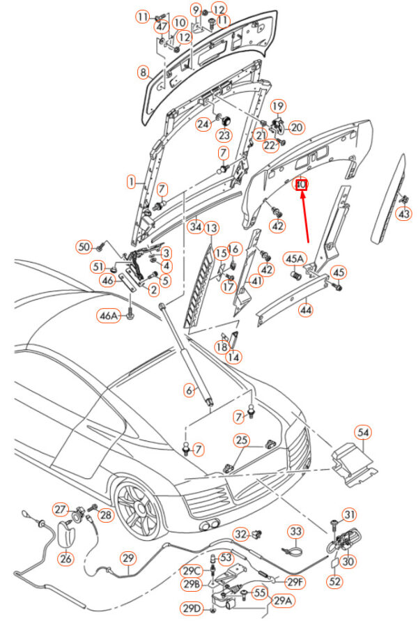 NEW AUDI R8 42 REAR INNER LID COVER 420827519E01C ORIGINAL - Image 5