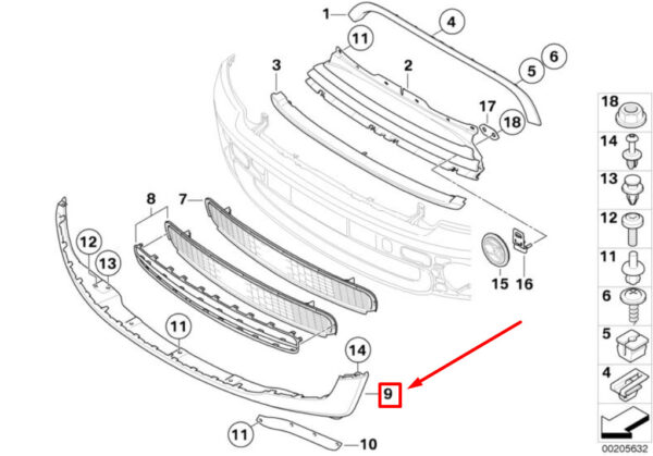 NEW MINI CABRIO R57 LCI LOWER FRONT BUMPER SPOILER CENTER 51112756495 ORIGINAL - Image 5