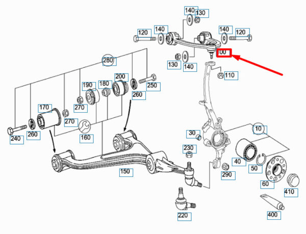 NEW MERCEDES-BENZ E W211 FRONT RIGHT UPPER CONTROL ARM A2113305707 ORIGINAL - Image 5