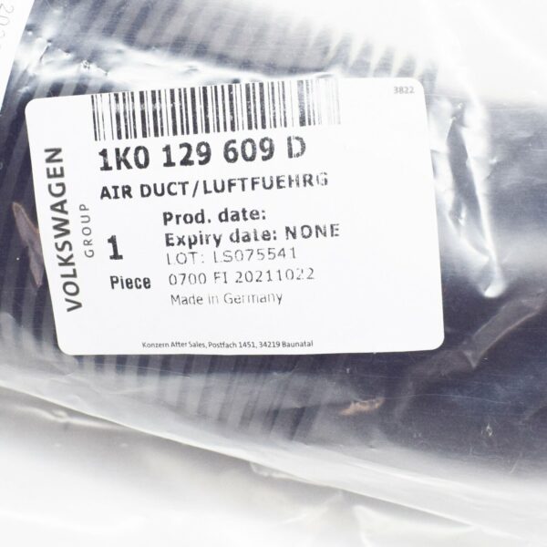 NEW VOLKSWAGEN CADDY 2K INTAKE AIR DUCT 1K0129609D - Image 7