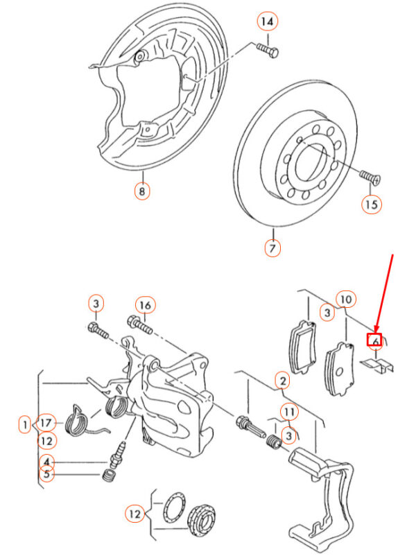 NEW VOLKSWAGEN POLO 6R MK5 REAR DISC BRAKE RETAINING CLIP 1J0615231A ORIGINAL - Image 5