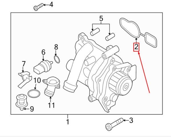 NEW AUDI A4 AVANT B8 ENGINE WATER PUMP GASKET 06J121119 ORIGINAL - Image 5