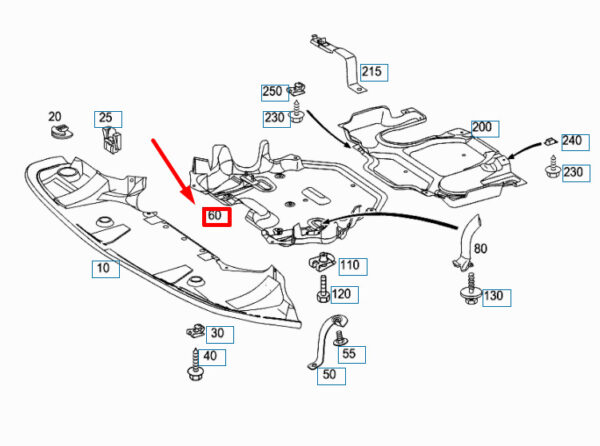 NEW MERCEDES-BENZ E W211 ENGINE UNDERBODY CENTRAL COVER A2115242130 ORIGINAL - Image 5