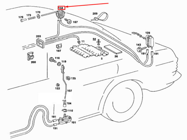 NEW MERCEDES-BENZ SALOON W123 FUEL FILLER NECK ELEMENT A1238002575 ORIGINAL - Image 5