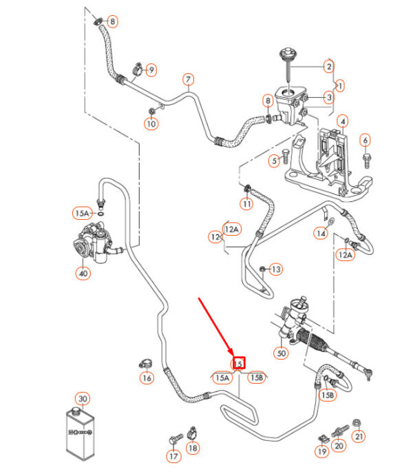 NEW VOLKSWAGEN BEETLE A5 POWER STEERING PRESSURE HOSE 5C0422893BK ORIGINAL - Image 5