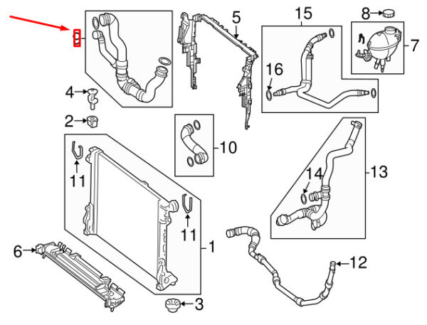 NEW MERCEDES-BENZ E W212 UPPER RIGHT RADIATOR HOSE A2185010482 ORIGINAL - Image 5