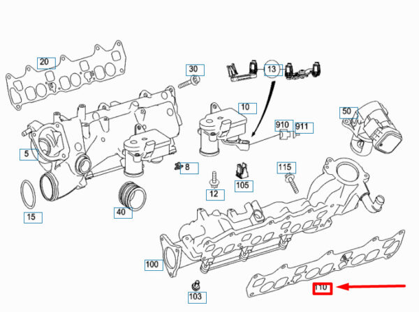 NEW MERCEDES-BENZ ML W164 INTAKE MANIFOLD GASKET A6421410580 ORIGINAL - Image 5