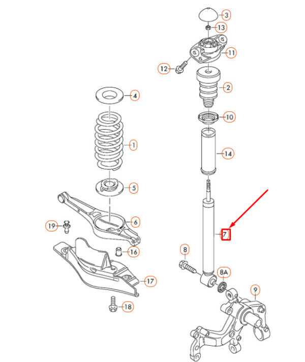 NEW VOLKSWAGEN PASSAT B7 REAR GAS SHOCK ABSORBER 3C0513049CN ORIGINAL - Image 5