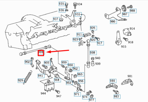 NEW MB S W140 REVERSING LEVER TO INJECTION PUMP ROD A0010705275 ORIGINAL - Image 5