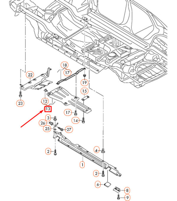 NEW VOLKSWAGEN TOUAREG 7P CENTER UNDERBODY NOISE INSULATION 7P6825231C ORIGINAL - Image 5