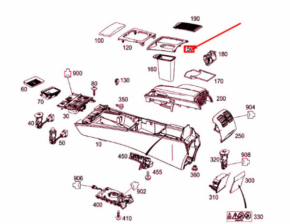 NEW MERCEDES-BENZ C W204 CENTER CONSOLE COVER LHD A20468003079H44 ORIGINAL - Image 5