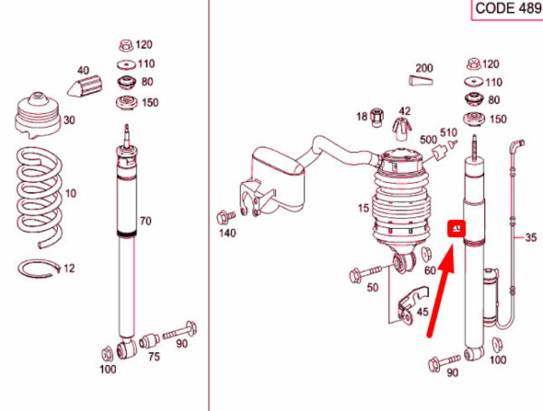 NEW MERCEDES-BENZ E W211 REAR SHOCK ABSORBER A2113260100 ORIGINAL - Image 5