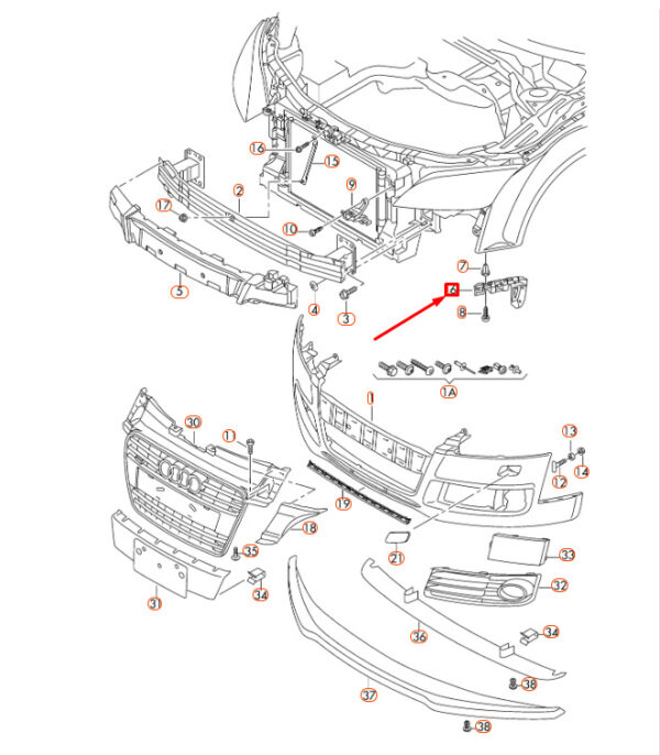 NEW AUDI TT 8J FRONT BUMPER LEFT GUIDE SECTION 8J0807183B - Image 7