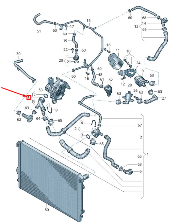 NEW AUDI TT FV UPPER COOLANT QUICK ACTING COUPLING 5Q0122291CT - Image 7