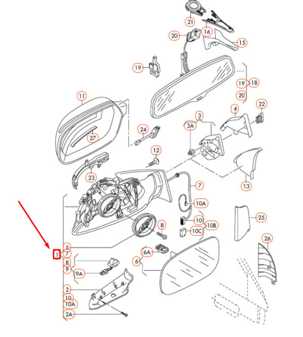 NEW AUDI A4 B8 FRONT RIGHT DOOR MIRROR ASSEMBLY LHD 8K1857410AK01C ORIGINAL - Image 5