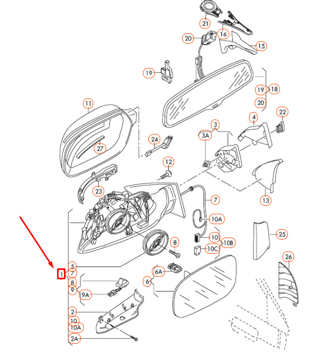 NEW AUDI A4 B8 FRONT RIGHT DOOR MIRROR ASSEMBLY LHD 8K1857410AK01C ORIGINAL 5 NEW AUDI A4 B8 FRONT RIGHT DOOR MIRROR ASSEMBLY LHD 8K1857410AK01C ORIGINAL - Image 5