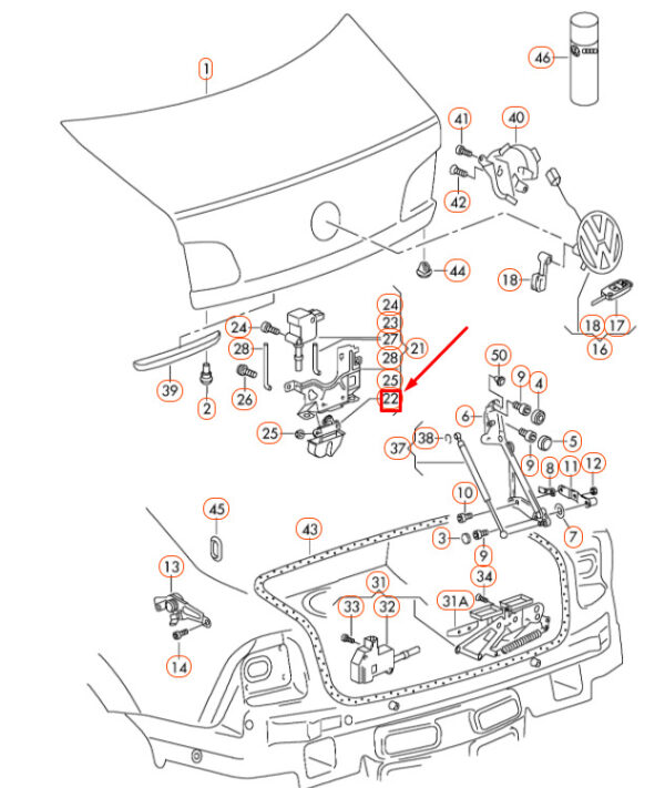 NEW VW PHAETON GP2 REAR LID INNER LOCK WITH MICRO SWITCH 3D5827505F01C ORIGINAL - Image 5
