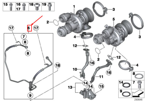 NEW BMW X5 F15 TURBOCHARGER OIL FEED LINE 11427634680 7634680 ORIGINAL - Image 5