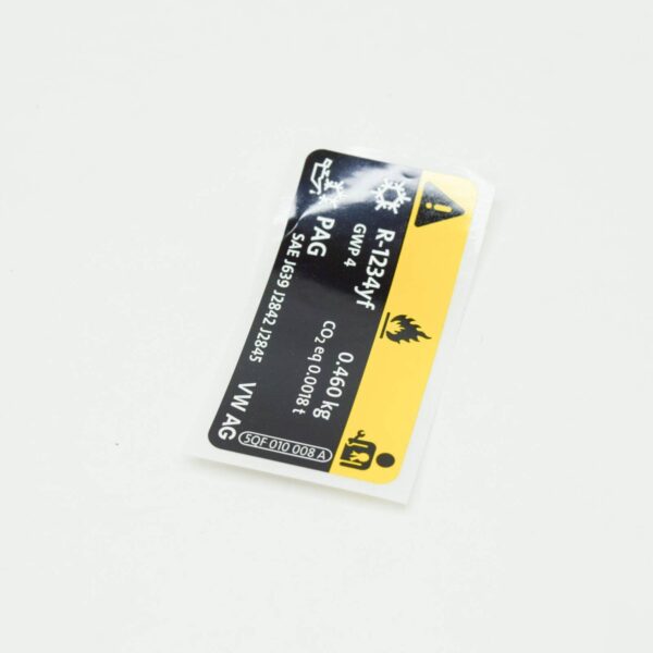 NEW VOLKSWAGEN ARTEON 3H7 REFRIGERANT AC TYPE PLATE LABEL 5QF010008A ORIGINAL - Image 5