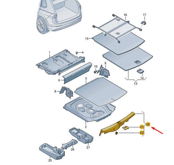NEW VW TIGUAN AD MK2 TRUNK LOCK CARRIER COVER TRIM 5NA863459E82V ORIGINAL - Image 5