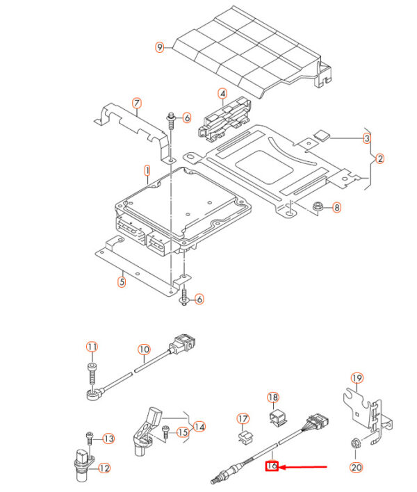 NEW AUDI Q3 8U FRONT OF CATALYST LAMBDA PROBE 06J906262M ORIGINAL - Image 5