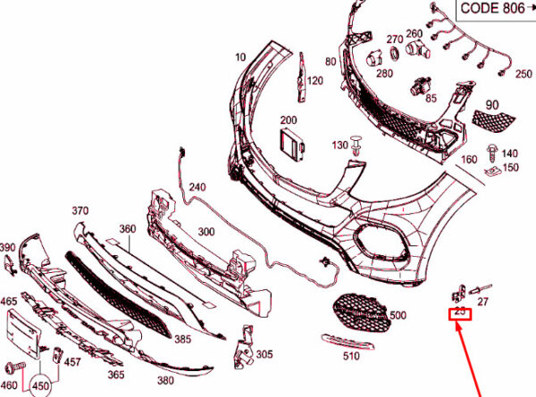 NEW MB GLE W166 FRONT BUMPER LEFT COVER BRACKET A1668855314 ORIGINAL - Image 5