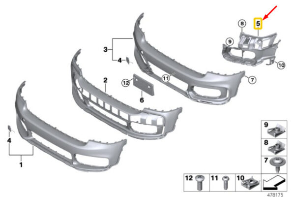 NEW MINI COUNTRYMAN F60 FRONT LIGHT RIGHT MOUNTING JCW 51117390546 ORIGINAL - Image 5